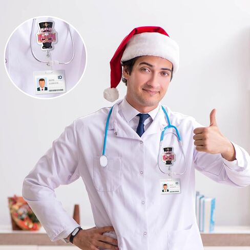 16 Pcs Christmas Pink Winter Nurse Badge Reel Retractable with ID Clip Bling Snowman Snowflakes Holiday Gift Badge Holder for Nursing Er ICU Women Men Office Doctors in Saudi Arabia