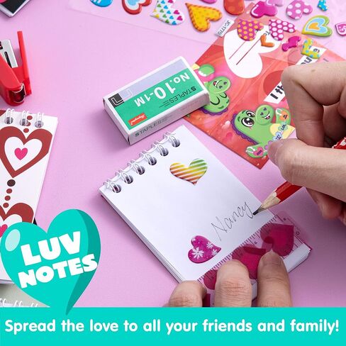 JOYIN 28 Packs Valentine's Day Stationery Set with Gift Card for Kids, Includes Pencils, Rulers, Notebook and Stickers for Classroom Exchange Party Favors Supplies in Saudi Arabia