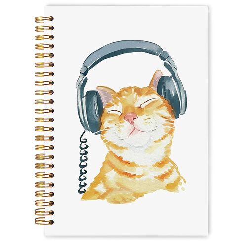 WARDOS Funny Orange Cat Notebook Journal 5.5x8.3, Cat Lover Mom Dad Owner Gifts, Cute Cats With Headset Notebooks for Note Taking, Orange Kitten Kitty Spiral Journal in Saudi Arabia