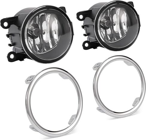 KUAFU Pair Fog Lights W/Molding Compatible with 2012-2015 Honda Pilot Replacement for AC2592111 HO1038145 Plastic+Glass Bumper Fog Lamps Driver & Passenger Side Clear Lens+Silvery Molding in Saudi Arabia