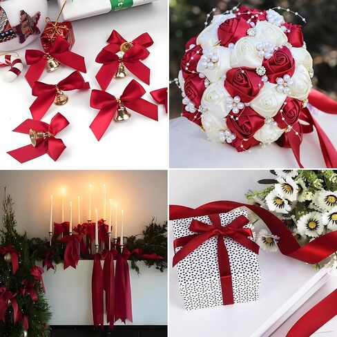 1-1/2 inch Wine Red Solid Satin Ribbon with Thank You Cards & Stickers,50 Yards Ribbon for Bows Bouquet,Gift Wrapping,Wedding,Floral Arrangement,Christmas Decorations in Saudi Arabia
