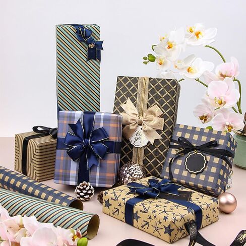 6pcs Gift Wrapping Paper Roll - 16x28 Per Roll - Kraft Wrapping Paper Birthday Gift Wrap for Birthday, Christmas, Wedding, Graduation, Father's Day and Party in Saudi Arabia