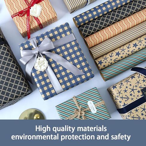 6pcs Gift Wrapping Paper Roll - 16x28 Per Roll - Kraft Wrapping Paper Birthday Gift Wrap for Birthday, Christmas, Wedding, Graduation, Father's Day and Party in Saudi Arabia