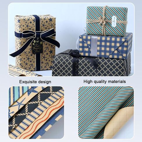 6pcs Gift Wrapping Paper Roll - 16x28 Per Roll - Kraft Wrapping Paper Birthday Gift Wrap for Birthday, Christmas, Wedding, Graduation, Father's Day and Party in Saudi Arabia