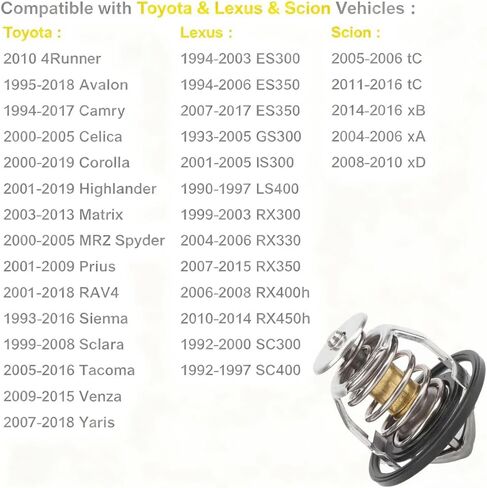 90916-03129 منظم حرارة مبرد مناسب لسيارة Toyota Lexus، Avalon Camry Corolla Highlander Matrix Prius RAV4 Sienna Solara Tacoma Yaris ES300 ES350 GS300 LS400 RX350، 90916A3003 9091603129 in Kuwait