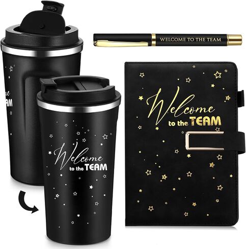 3 Pcs New Employee Welcome to The Team Gift Set 17 oz Coffee Tumbler Notebook Black Ink Pen Welcome to The Team Box Appreciation Gift for Men Women Boss Corporate Supervisor New Coworker(Black) in Saudi Arabia