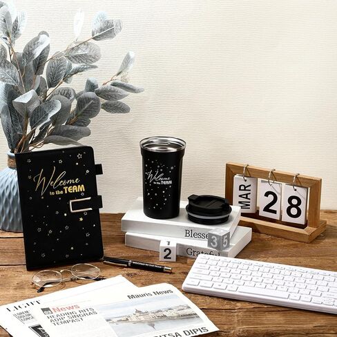 3 Pcs New Employee Welcome to The Team Gift Set 17 oz Coffee Tumbler Notebook Black Ink Pen Welcome to The Team Box Appreciation Gift for Men Women Boss Corporate Supervisor New Coworker(Black) in Saudi Arabia