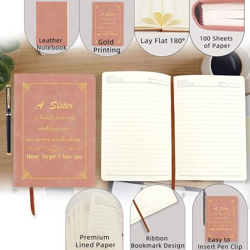 ZuEiiDop Sister Gifts for Women Valentines Mothers Day Gifts for Sisters Besties Christmas Galentines Day Graduation Sister Birthday Gift from Sisters Brothers Stocking Stuffers Lined Notebook Journal in Saudi Arabia