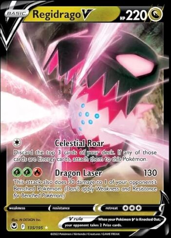 Regidrago V 135/195- Silver Tempest - Pokemon Ultra Rare Card - Holo Foil in Saudi Arabia