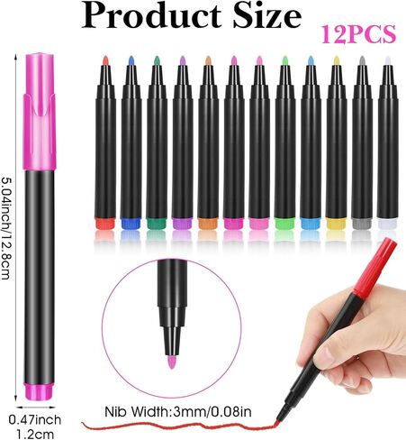 12Pcs Dry Erase Markers, Neon Dry Erase Markers for LED Drawing Board Clear Acrylic Board, Blacklight Use Ideal for Kids, Fine Tip & Quick-Dry, Vibrant Colors in Saudi Arabia