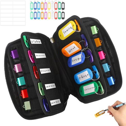 USB Flash Drive Case - Vellgo Soft Material Thumb Drive case Holder Organizer, Portable Electronic Accessories Bag for USB Memory Stick with 10 Slots in Kuwait