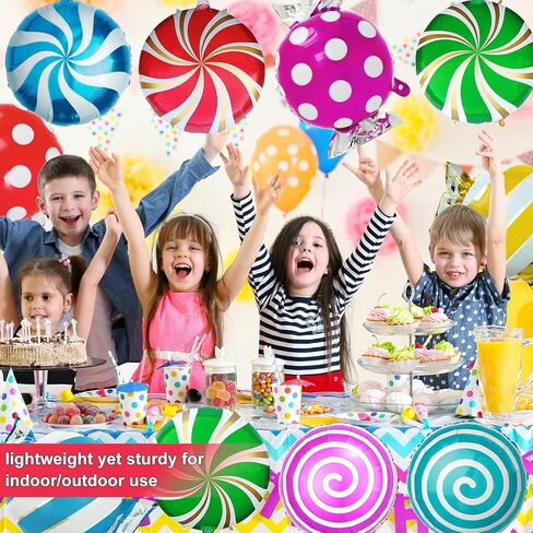 Sweet Candy Balloons Set – 9Pcs 18 Inch Foil Round Lollipop Balloon for Christmas, Halloween & Thanksgiving Party Decor – Durable Candyland Balloons for Birthday, Baby Shower (Style-1) in Saudi Arabia