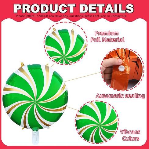 Sweet Candy Balloons Set – 9Pcs 18 Inch Foil Round Lollipop Balloon for Christmas, Halloween & Thanksgiving Party Decor – Durable Candyland Balloons for Birthday, Baby Shower (Style-1) in Saudi Arabia