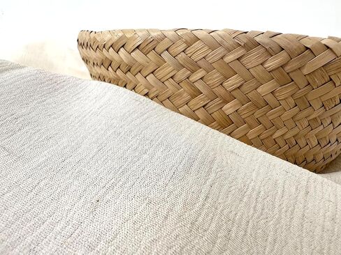 نسيج مزيج رايون الكتان من The Linen Lab - مادة خفيفة الوزن وناعمة ومغسولة مسبقًا للخياطة والملابس والحرف اليدوية والأشغال اليدوية (1 ياردة قبل القطع، دقيق الشوفان مع تأثير التجاعيد الطبيعية) in Kuwait