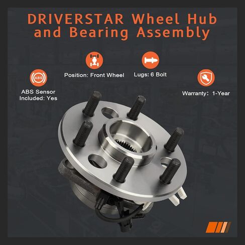 DRIVESTAR 515024 Front LH/RH Wheel Hub & Bearing Assembly for Chevrolet Tahoe, for GMC Yukon 4WD 95-2000, for Cadillac Escalade, for Chevrolet/GMC K1500(Suburban) K2500 (Suburban), 6-Lug w/ABS in Saudi Arabia