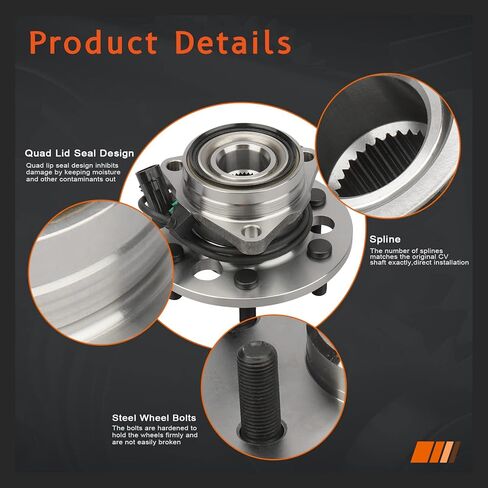 DRIVESTAR 515024 Front LH/RH Wheel Hub & Bearing Assembly for Chevrolet Tahoe, for GMC Yukon 4WD 95-2000, for Cadillac Escalade, for Chevrolet/GMC K1500(Suburban) K2500 (Suburban), 6-Lug w/ABS in Saudi Arabia