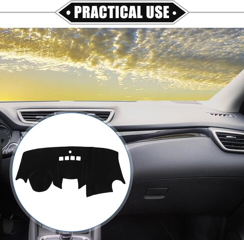 حصيرة غطاء لوحة قيادة السيارة متوافقة مع Ford Fiesta 2011-2019، حصيرة لوحة القيادة الداخلية من البوليستر الأسود لوحدة التحكم المركزية in Kuwait