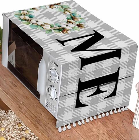 Microwave Oven Dust Cover, Abstract Feather Bird Ink Painting Purple White Anti-Slip Refrigerator Dust Cover Washing Machine Top Cover with Storage Pockets 12" X 35" in Saudi Arabia