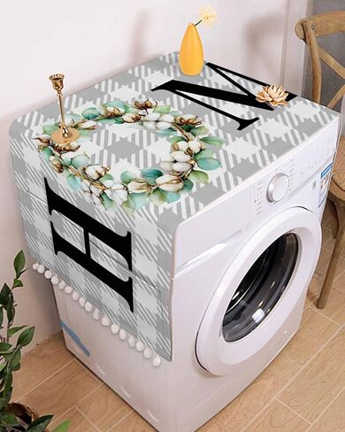 Microwave Oven Dust Cover, Abstract Feather Bird Ink Painting Purple White Anti-Slip Refrigerator Dust Cover Washing Machine Top Cover with Storage Pockets 12" X 35" in Saudi Arabia