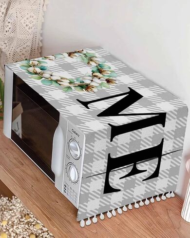 Microwave Oven Dust Cover, Abstract Feather Bird Ink Painting Purple White Anti-Slip Refrigerator Dust Cover Washing Machine Top Cover with Storage Pockets 12" X 35" in Saudi Arabia