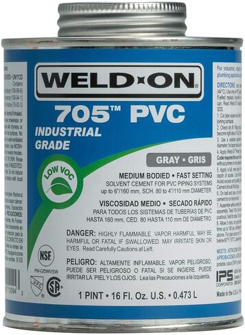 Weld-On 10098 705 Industrial Grade PVC Medium-Bodied High Strength Solvent Cement - Fast-Setting and Low-VOC, Gray, 1/2 Pint (8 fl oz) in Saudi Arabia