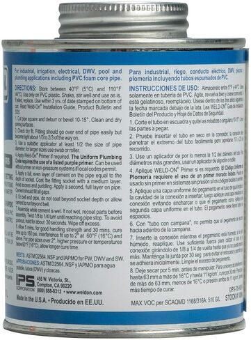 Weld-On 10098 705 Industrial Grade PVC Medium-Bodied High Strength Solvent Cement - Fast-Setting and Low-VOC, Gray, 1/2 Pint (8 fl oz) in Saudi Arabia