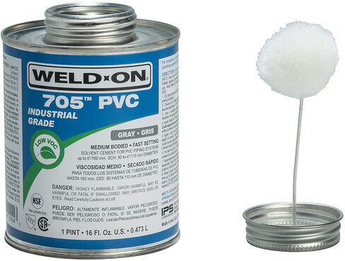 Weld-On 10098 705 Industrial Grade PVC Medium-Bodied High Strength Solvent Cement - Fast-Setting and Low-VOC, Gray, 1/2 Pint (8 fl oz) in Saudi Arabia