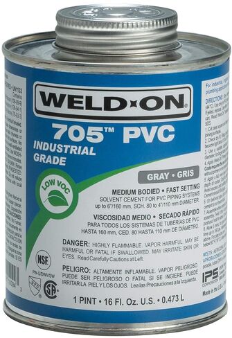 Weld-On 10098 705 Industrial Grade PVC Medium-Bodied High Strength Solvent Cement - Fast-Setting and Low-VOC, Gray, 1/2 Pint (8 fl oz) in Saudi Arabia