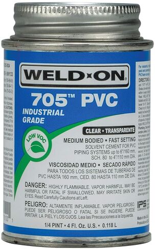 Weld-On 10098 705 Industrial Grade PVC Medium-Bodied High Strength Solvent Cement - Fast-Setting and Low-VOC, Gray, 1/2 Pint (8 fl oz) in Kuwait
