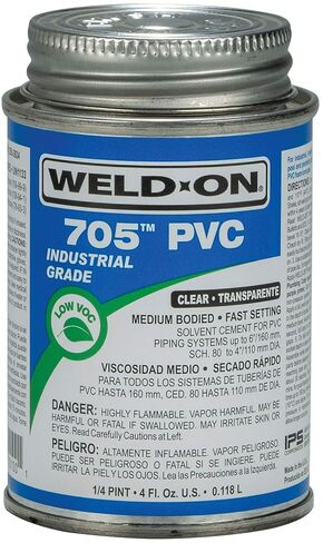 Weld-On 10098 705 Industrial Grade PVC Medium-Bodied High Strength Solvent Cement - Fast-Setting and Low-VOC, Gray, 1/2 Pint (8 fl oz) in Kuwait
