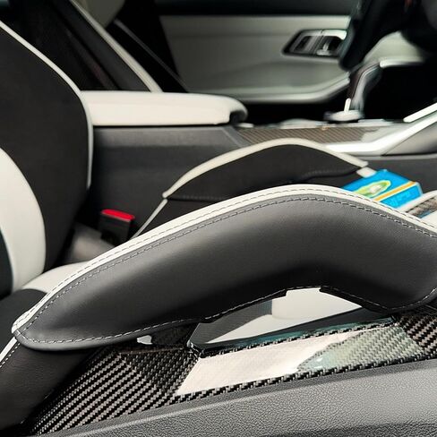 لسيارة BMW G87 M2 G80 G81 M3 G82 G83 M4 F90 M5 F92 M8 - واقي مسند جانبي لمقعد دلو الكربون - غطاء جلد أصلي مع تثبيت فيلكرو، ترقية داخلية مضادة للتآكل (سيلفرستون) in Kuwait