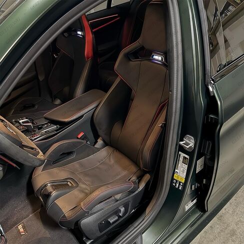 لسيارة BMW G87 M2 G80 G81 M3 G82 G83 M4 F90 M5 F92 M8 - واقي مسند جانبي لمقعد دلو الكربون - غطاء جلد أصلي مع تثبيت فيلكرو، ترقية داخلية مضادة للتآكل (سيلفرستون) in Kuwait