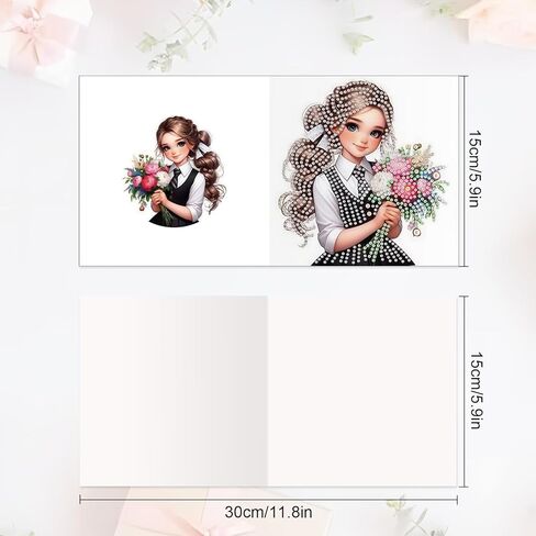 MVVMTOP 6pcs Diamond Art Painting Greeting Card, Bouquet DIY Daisy Diamond Art Greeting Card for Blessing and Wishe Special Shaped Diamond Arts Crafts for Birthday Thanksgiving Day in Saudi Arabia