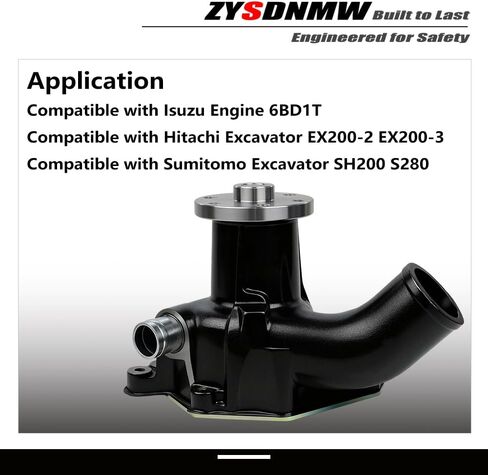 1-13610-877-0 Water Pump Fits Isuzu 6BD1 EX200-2 EX200-3 SH200 S280 Replace 1136108770 in Kuwait