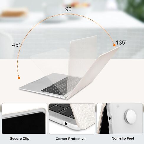 حافظة MOSISO متوافقة مع جهاز MacBook Air 13 بوصة 2022 2021 2020 2019 2018 A2337 M1 A2179 A1932، حافظة صلبة مطلية بجلد البولي يوريثان مضادة لبصمات الأصابع وطبقة لوحة مفاتيح وشاشة، بيج in Saudi Arabia