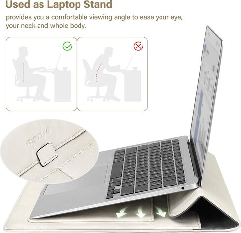 حقيبة كمبيوتر محمول MOSISO مقاس 13 بوصة من جلد البولي يوريثان مع حامل وحقيبة ومتوافقة مع حقيبة MacBook Air 13 بوصة 2022-2018 M1 A2179 A1932، وغطاء لوحة المفاتيح وملصقات الكمبيوتر المحمول ومحول من النوع C، شفاف كريستالي وبيج in Saudi Arabia