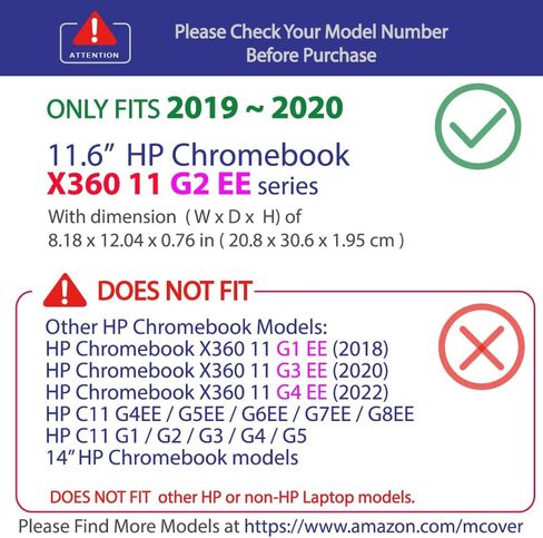 mCover Case Compatible for 2019～2020 11.6" HP Chromebook X360 11 G2 EE G2EE Laptops Only (NOT Fitting Any Other HP Models) - Clear in Saudi Arabia