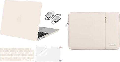 MOSISO Compatible with MacBook Air 13 inch Case 2025-2022 M4 A3240 M3 A3113 M2 A2681, Plastic Hard Shell&Keyboard Cover&Screen Film&Type C for MacBook Air 13.6 inch Case&Polyester Bag, Beige&Sand in Saudi Arabia