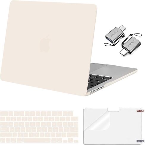 MOSISO Compatible with MacBook Air 13 inch Case 2025-2022 M4 A3240 M3 A3113 M2 A2681, Plastic Hard Shell&Keyboard Cover&Screen Film&Type C for MacBook Air 13.6 inch Case&Polyester Bag, Beige&Sand in Saudi Arabia