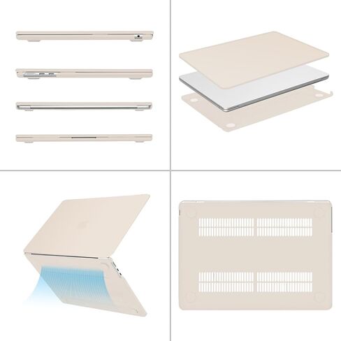 MOSISO Compatible with MacBook Air 13 inch Case 2025-2022 M4 A3240 M3 A3113 M2 A2681, Plastic Hard Shell&Keyboard Cover&Screen Film&Type C for MacBook Air 13.6 inch Case&Polyester Bag, Beige&Sand in Saudi Arabia
