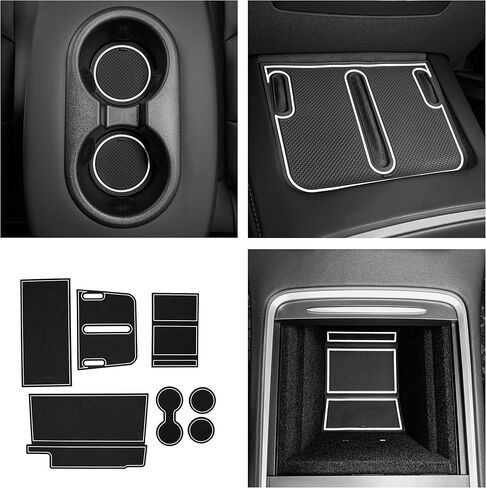 CupHolderHero fits Tesla Model 3 Accessories 2021-2024+ Premium Custom Interior Non-Slip Anti Dust Cup Holder Inserts, Center Console Liner Mats, Door Pocket Liners 15pc Set (Solid Black) in Saudi Arabia