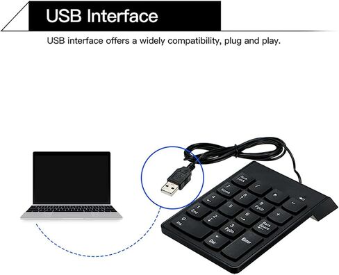 لوحة أرقام لاسلكية cimetech، لوحة مفاتيح رقمية 2.4G مع جهاز استقبال USB، لوحة مفاتيح صغيرة محمولة 18 مفتاحًا لأجهزة الكمبيوتر المحمول والكمبيوتر المحمول وسطح المكتب وSurface Pro والكمبيوتر الشخصي in Kuwait