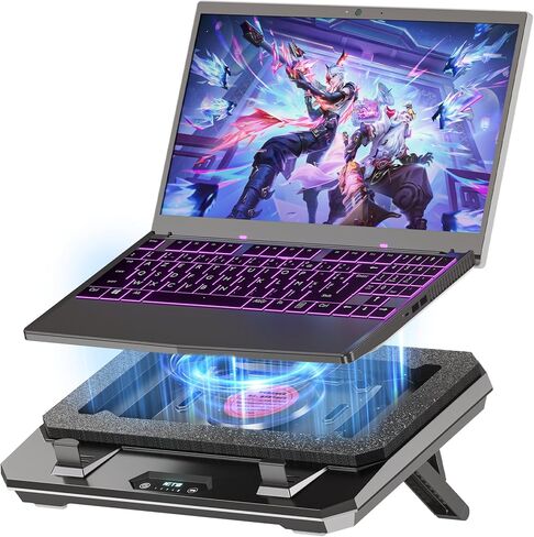 IETS GT300 Double Blower Laptop Cooling Pad for 14-17 Inch Gaming Laptop, Cooler Pad with Dust Filter, Flexible Rubber Ring, Colorful Lights,Adjustable Mount Stand,Third Gear Speed in Kuwait