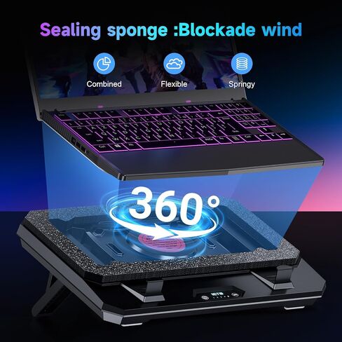 IETS GT300 Double Blower Laptop Cooling Pad for 14-17 Inch Gaming Laptop, Cooler Pad with Dust Filter, Flexible Rubber Ring, Colorful Lights,Adjustable Mount Stand,Third Gear Speed in Kuwait