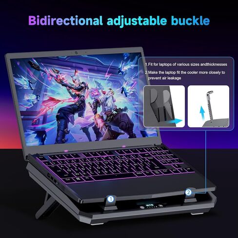 IETS GT300 Double Blower Laptop Cooling Pad for 14-17 Inch Gaming Laptop, Cooler Pad with Dust Filter, Flexible Rubber Ring, Colorful Lights,Adjustable Mount Stand,Third Gear Speed in Kuwait