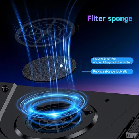 IETS GT300 Double Blower Laptop Cooling Pad for 14-17 Inch Gaming Laptop, Cooler Pad with Dust Filter, Flexible Rubber Ring, Colorful Lights,Adjustable Mount Stand,Third Gear Speed in Kuwait