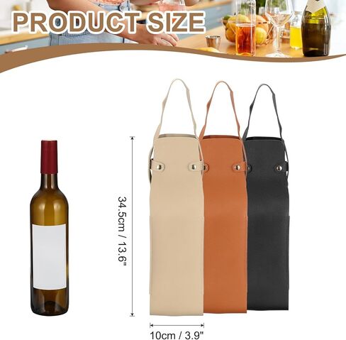PATIKIL Leather Wine Tote Bag Reusable Wine Gift Bag Double Layered Bottle Champagne Liquors Single Carrier in Saudi Arabia