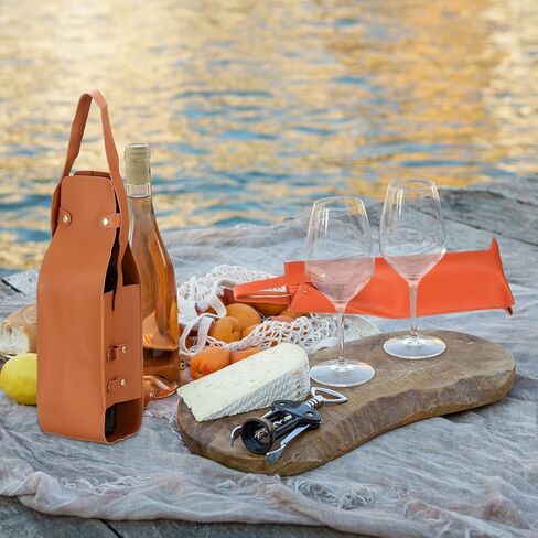 PATIKIL Leather Wine Tote Bag Reusable Wine Gift Bag Double Layered Bottle Champagne Liquors Single Carrier in Saudi Arabia