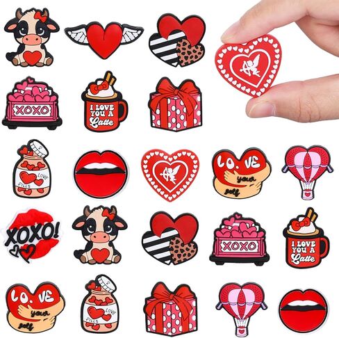 12Pcs Valentine Silicone Focal Beads Red Love Heart XOXO Loose Rubber Beads for Wedding Anniversary DIY Crafts Pen Keychain Making in Saudi Arabia