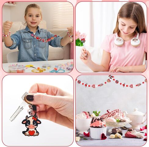12Pcs Valentine Silicone Focal Beads Red Love Heart XOXO Loose Rubber Beads for Wedding Anniversary DIY Crafts Pen Keychain Making in Saudi Arabia